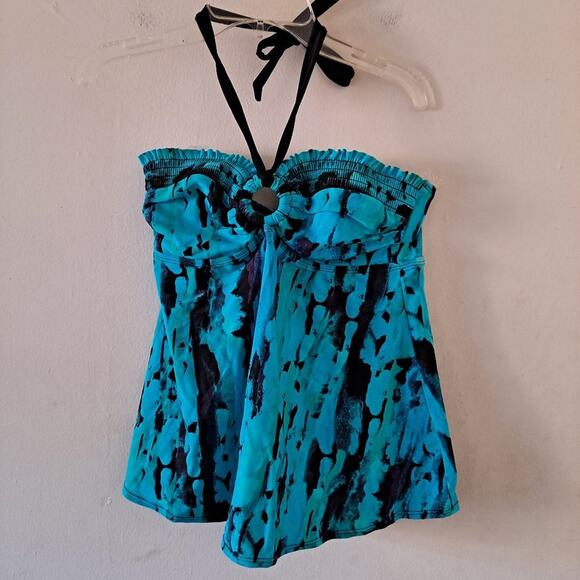 Liz Lange Turquoise Black Multi Halter Neck Mat. T - Picture 2 of 6